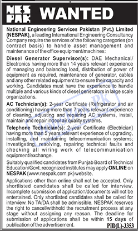 National Engineering Services Pakistan NESPAK Jobs 2023 Opportunities
