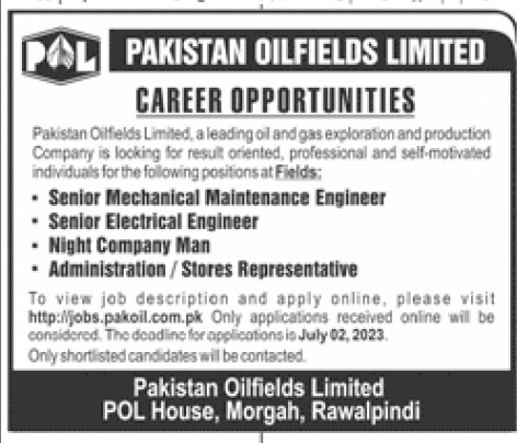 Pakistan Oilfields Limited POL Jobs 2023 June Recruitment