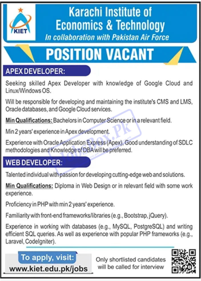 Current Karachi Institute of Economics and Technology KIET Jobs 2023