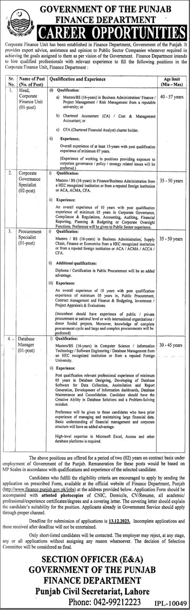 Finance-Department-Government-of-Punjab-Jobs-2023