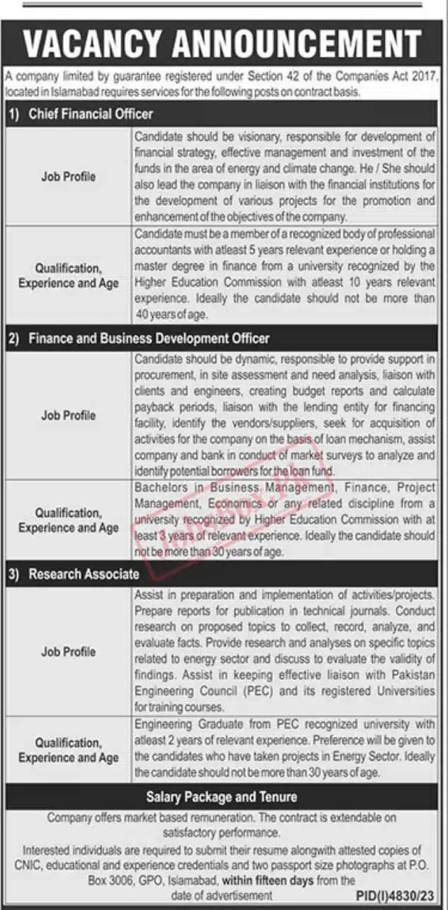 PO Box 3006 Islamabad Jobs 2024