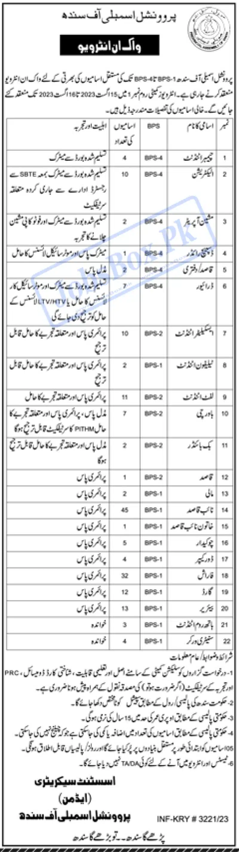 Provincial Assembly of Sindh Jobs 2023 (180 Vacancies)