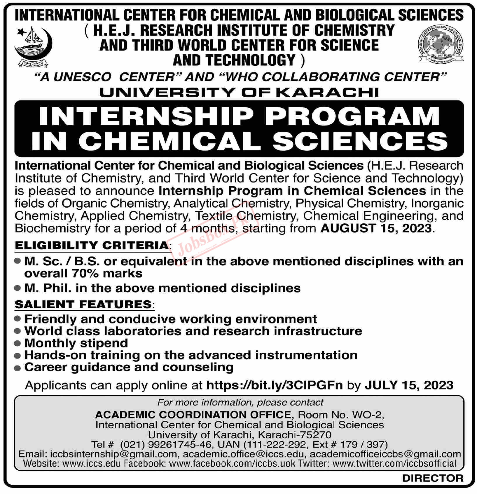University of Karachi UOK Internships in Chemical Sciences