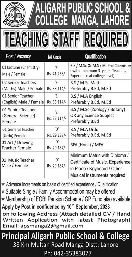 aligarh public school jobs