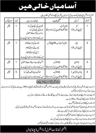 Pak Army COD Khanewal Advertisement