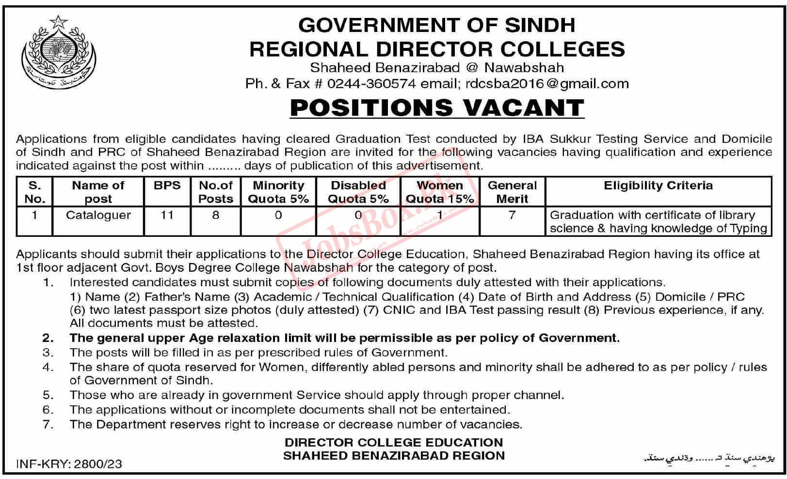 Colleges Education Nawabhsha Region Jobs 2023