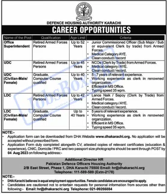 DHA Karachi Administration Staff Jobs 2023