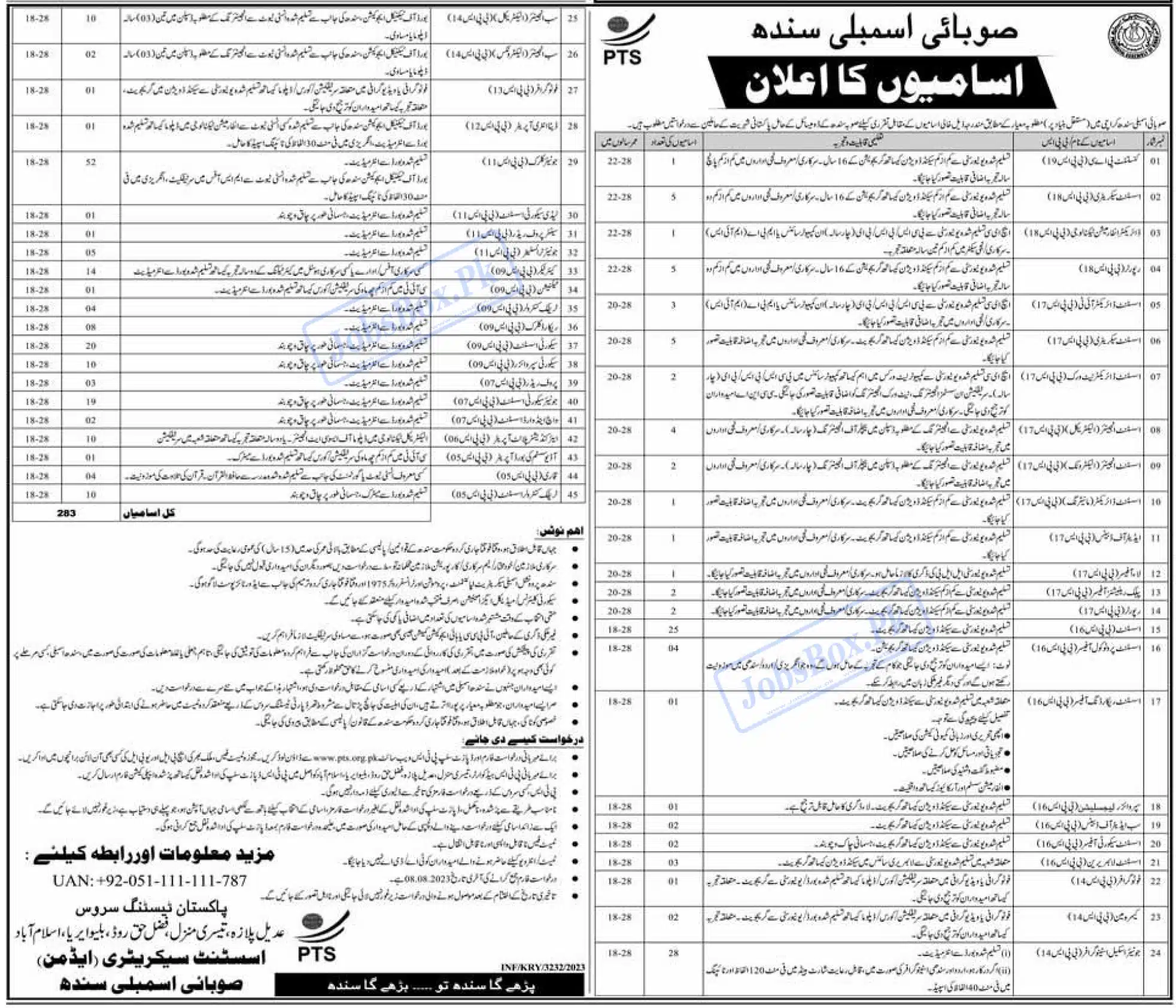 Sindh Assembly Jobs 2023 Advertisement
