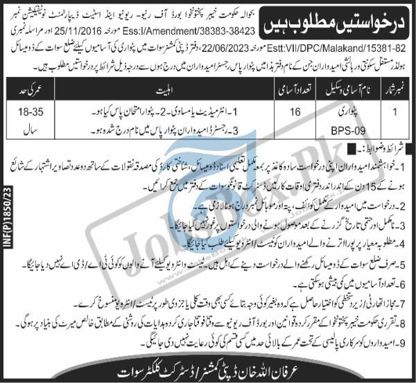 Deputy Commissioner Office Swat Jobs 2023