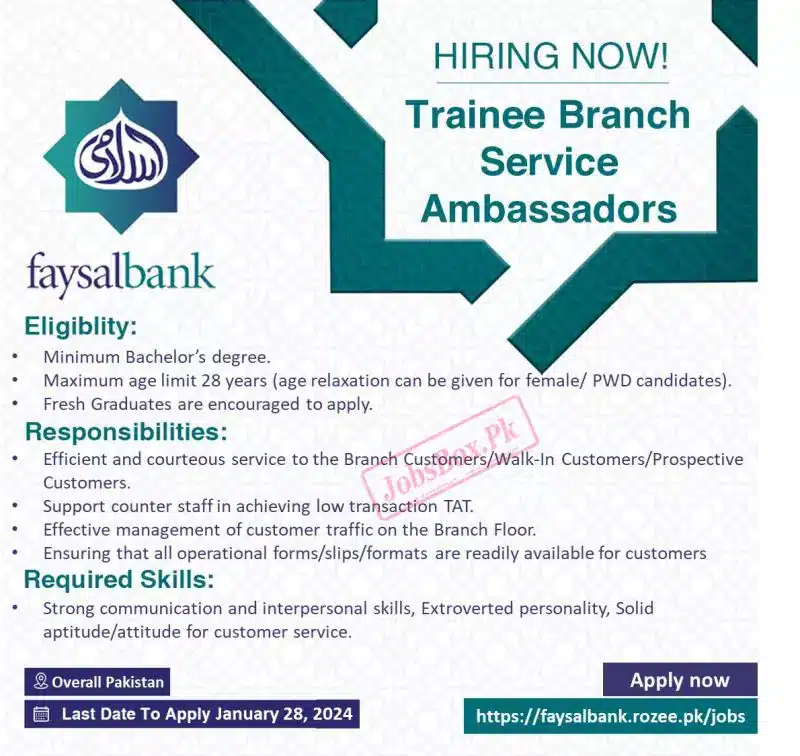 Faysal Bank Jobs 2024