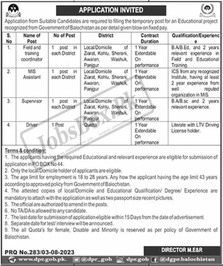 Female Tutor Jobs in Balochistan Education Project for Males and Females
