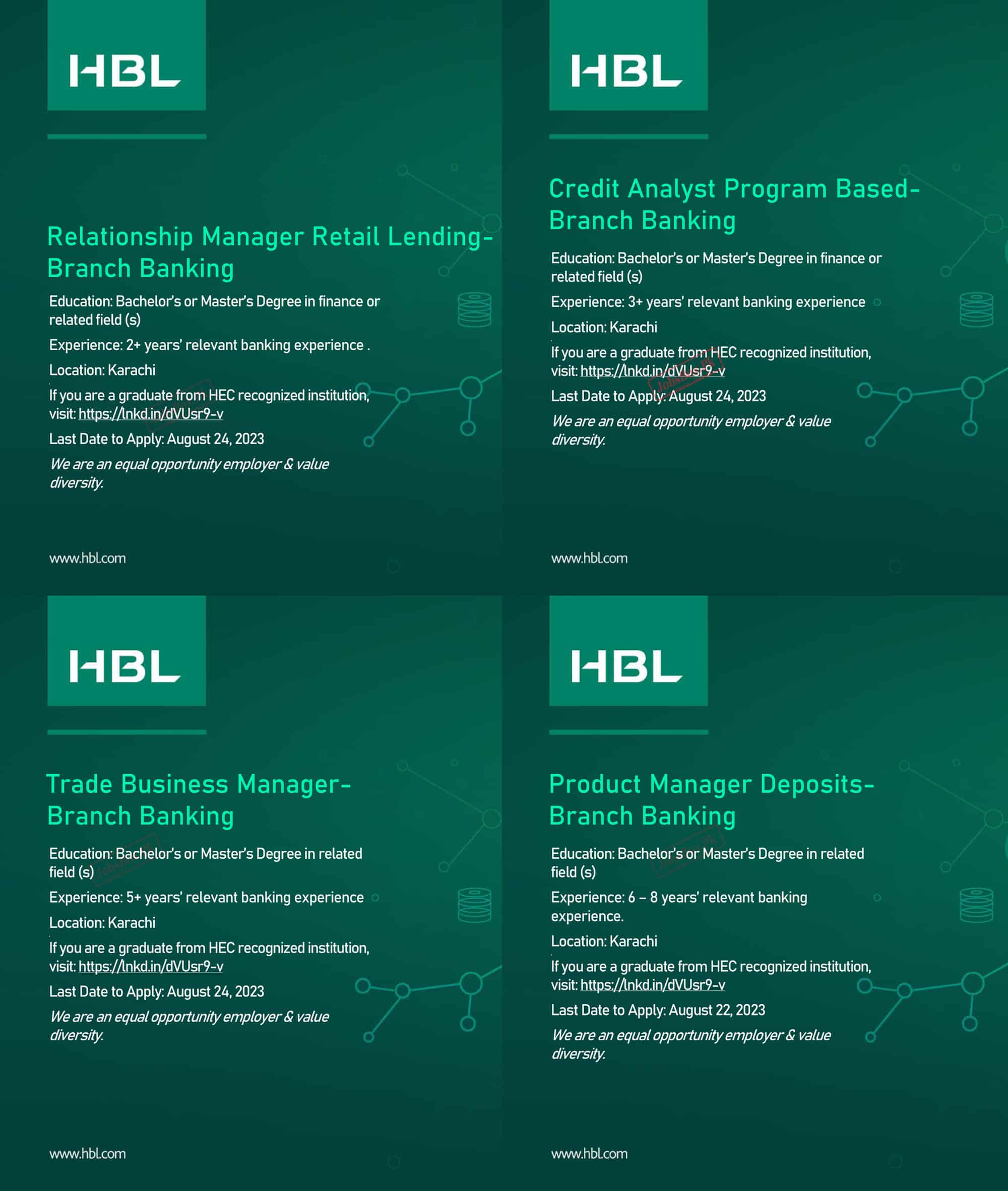 HBL Jobs 2023 Current Positions