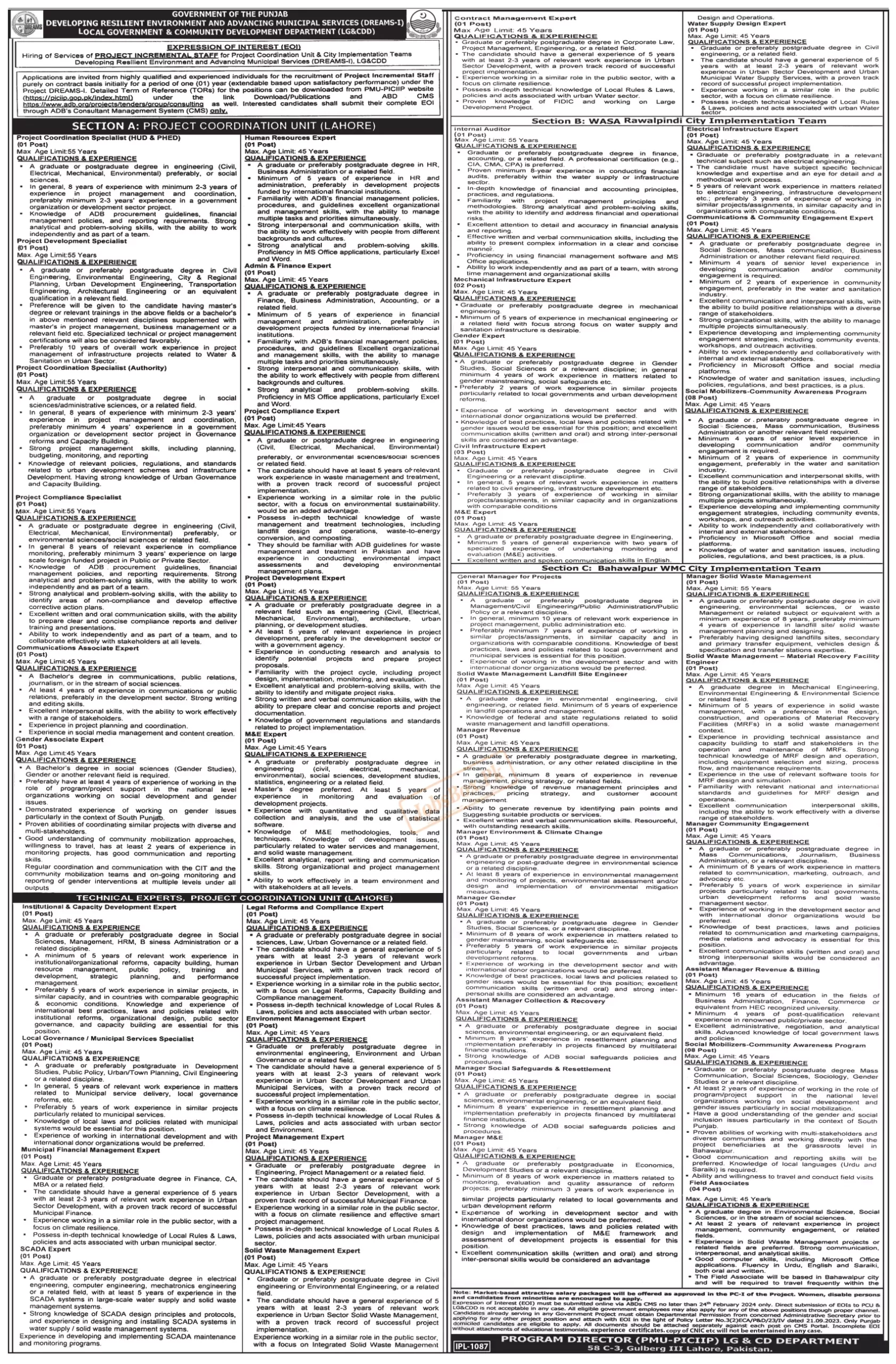 Local Government Punjab Jobs 2024