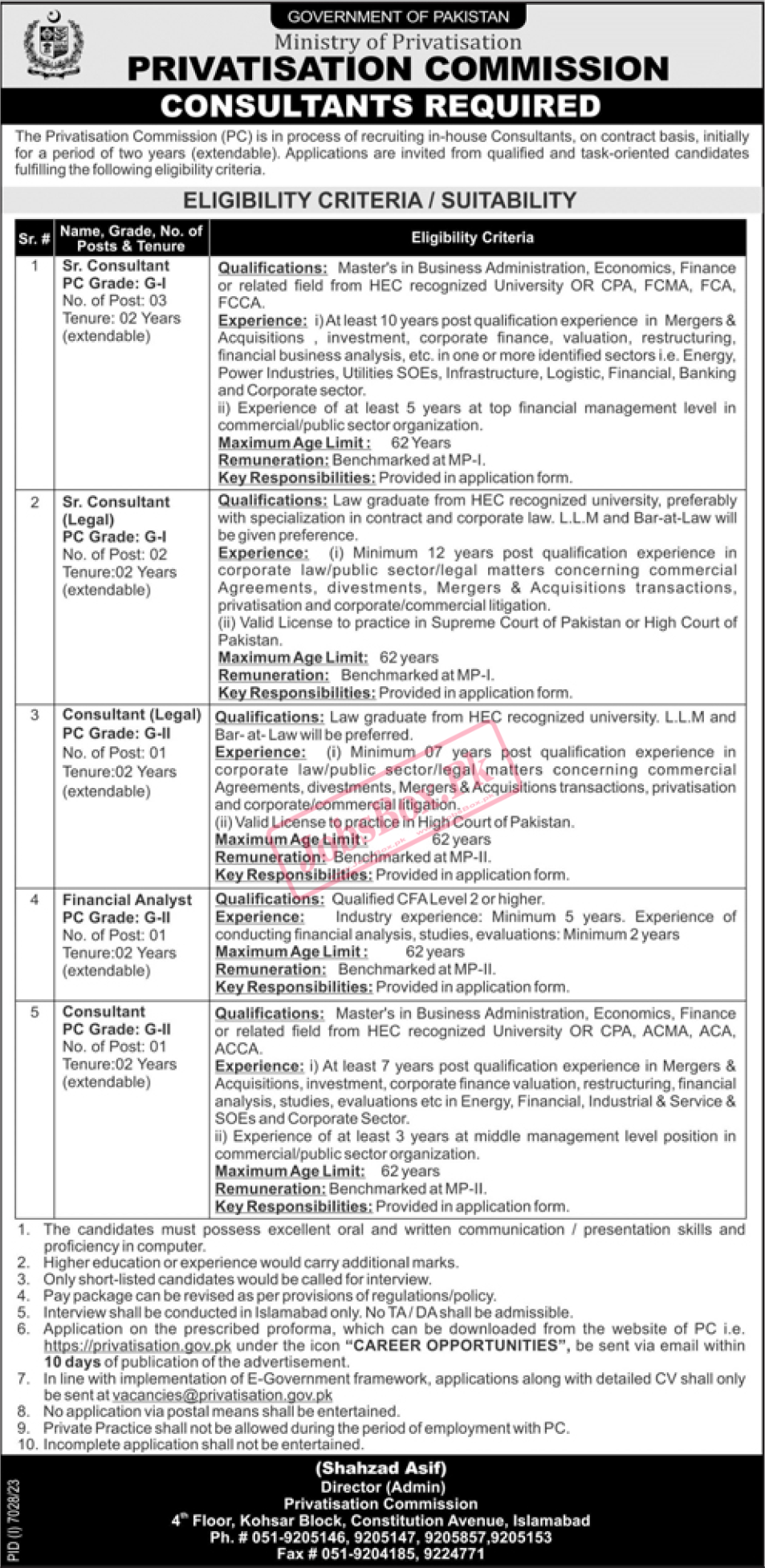 Ministry of Privatisation Jobs 2024