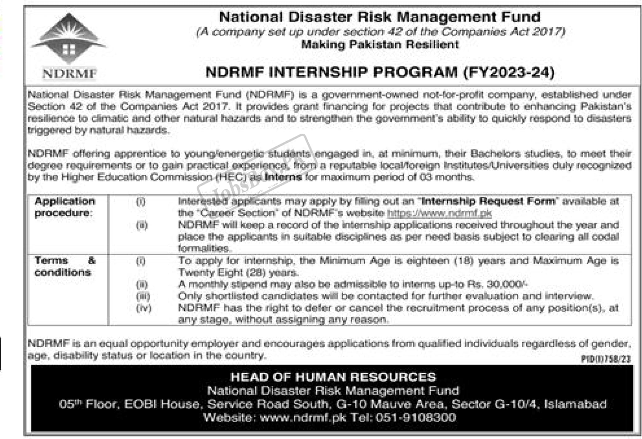 NDRMF Internships 2023-24 