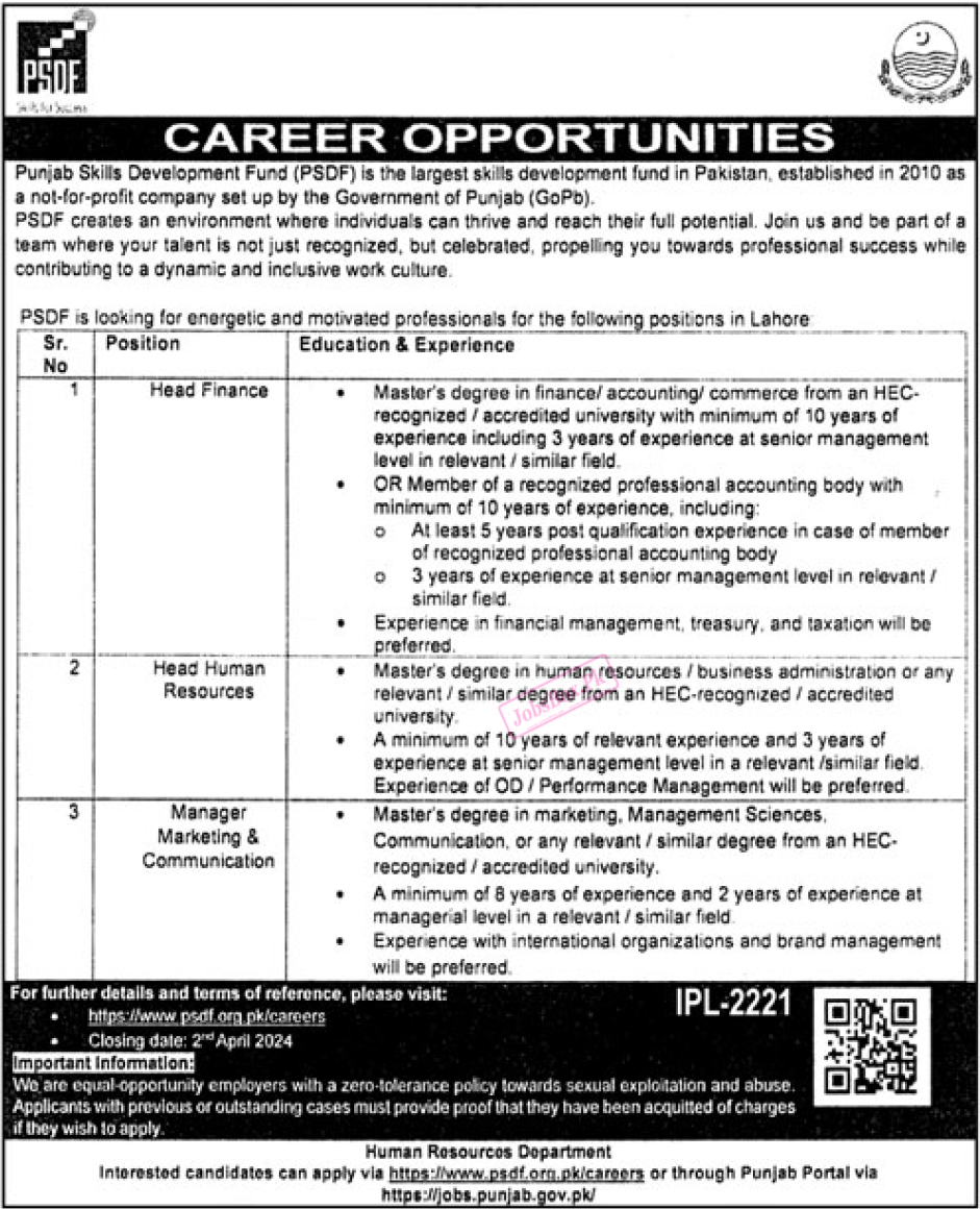 PSDF Jobs