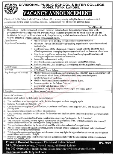 DPS Lahore Jobs 2023