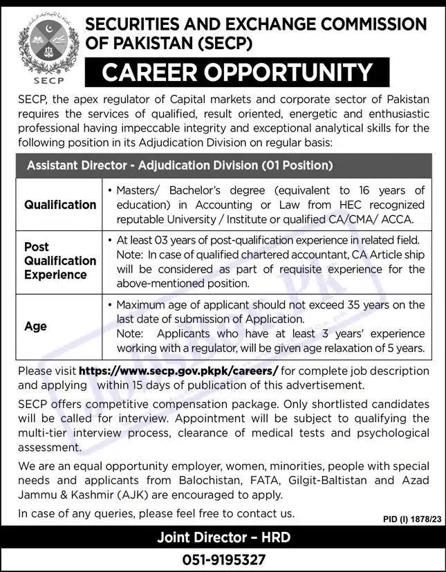 Securities and Exchange Commission of Pakistan SECP Jobs