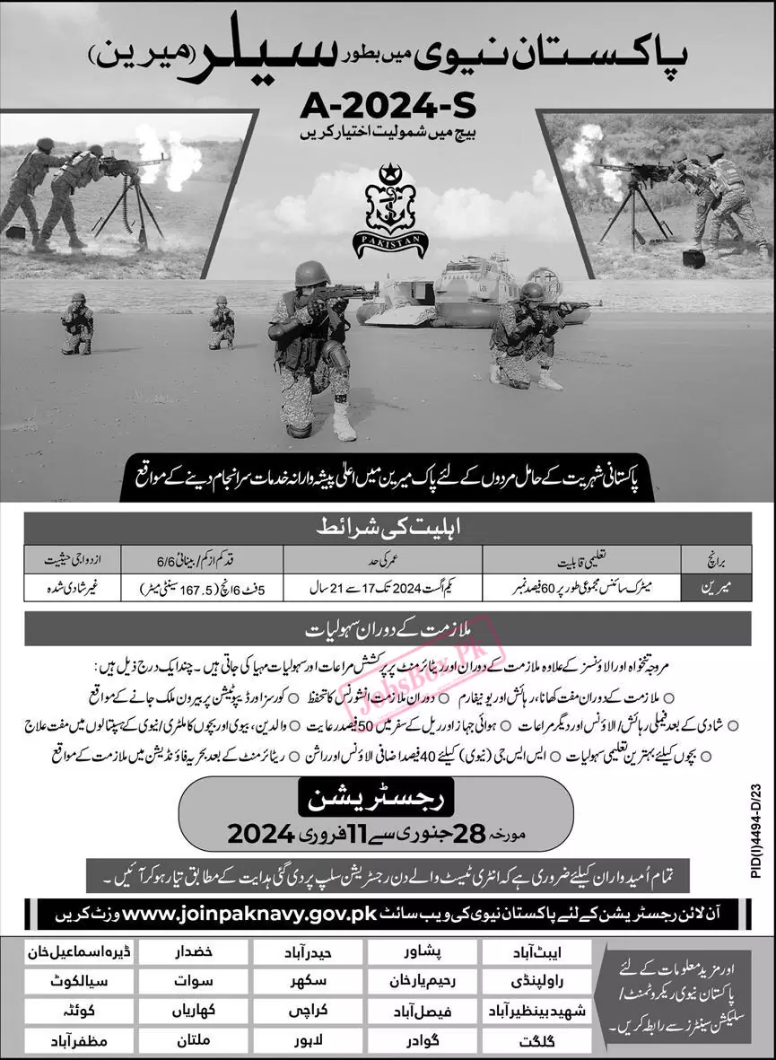 Join Pak Navy as Sailor Jobs