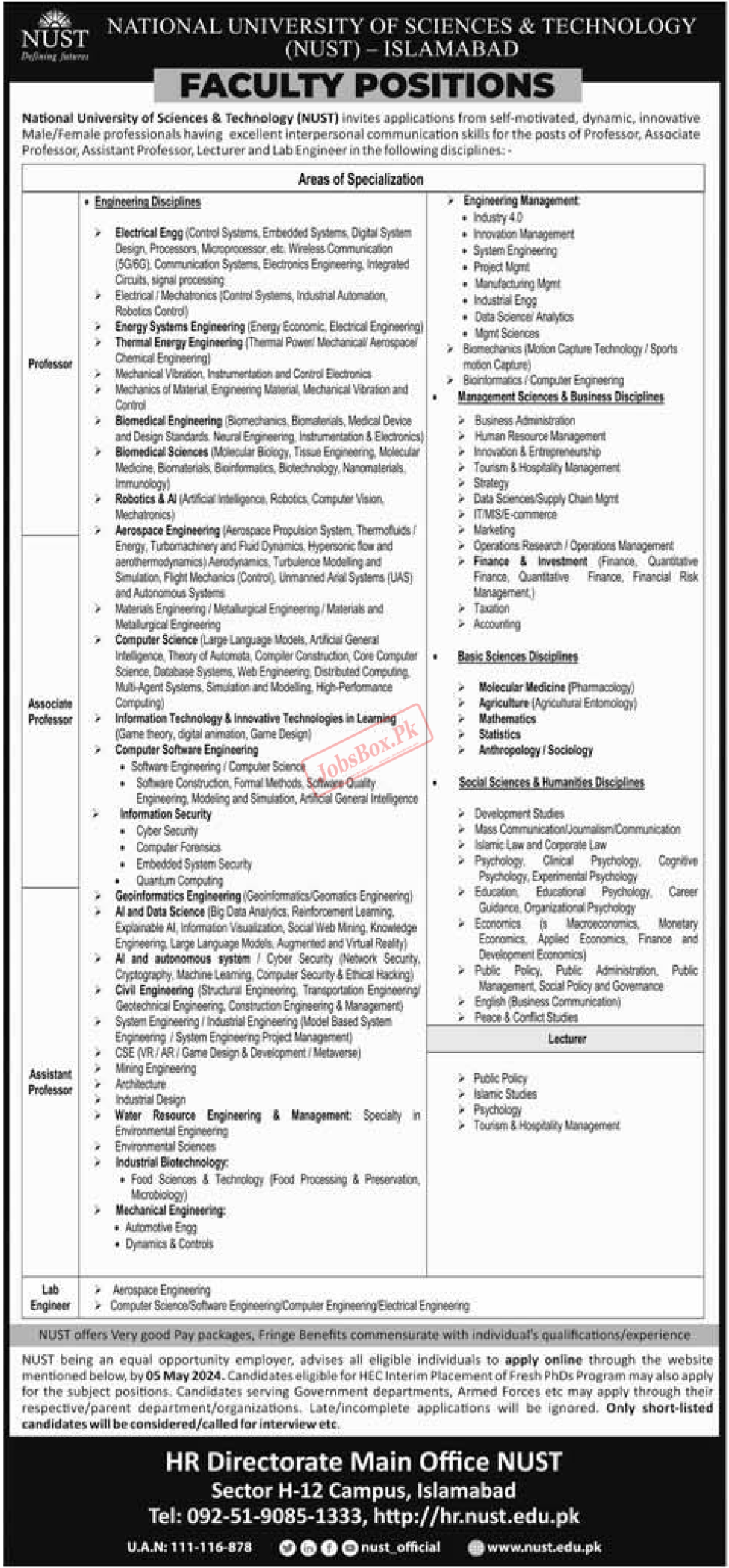 NUST Jobs 2024 