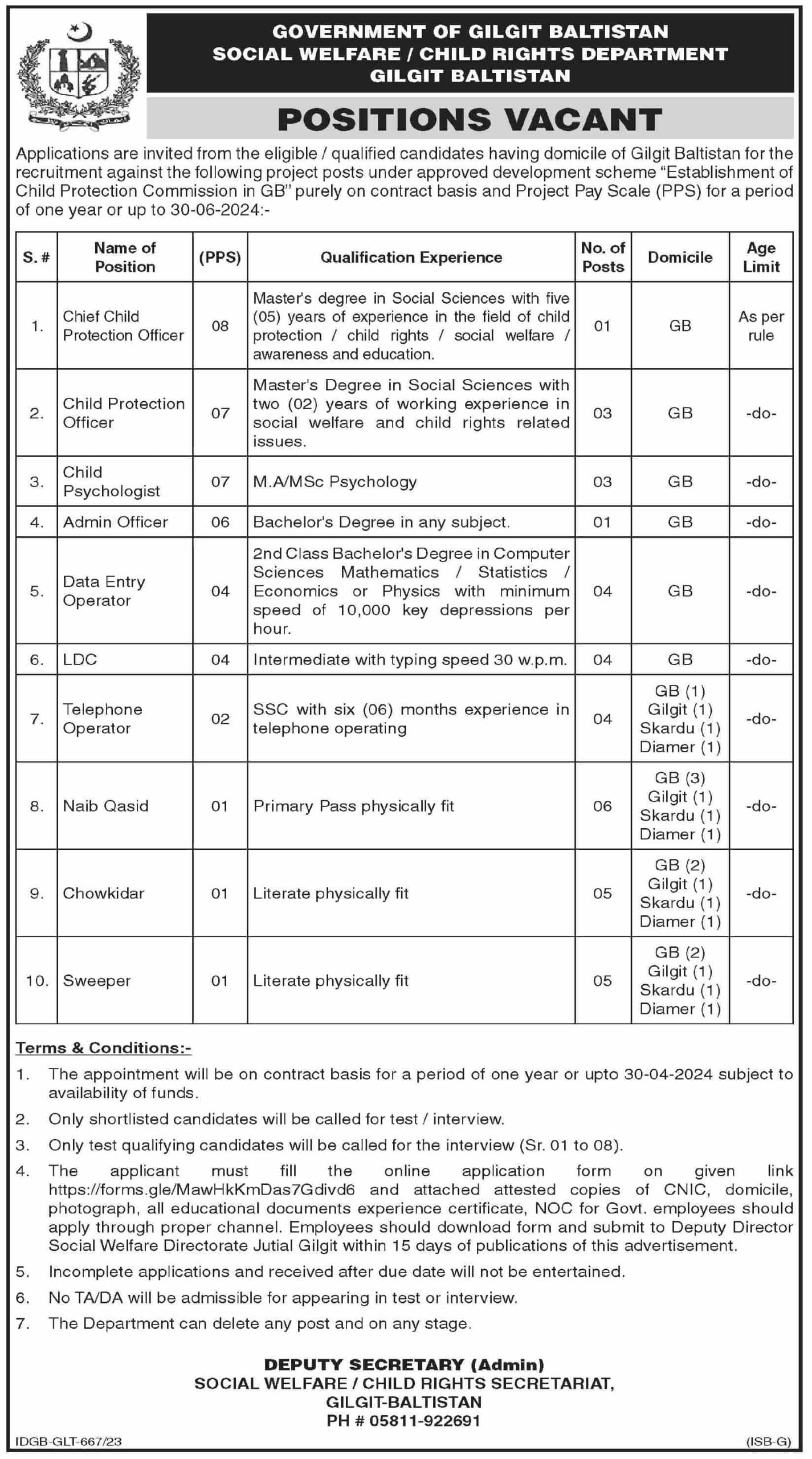 Social Welfare Department Jobs