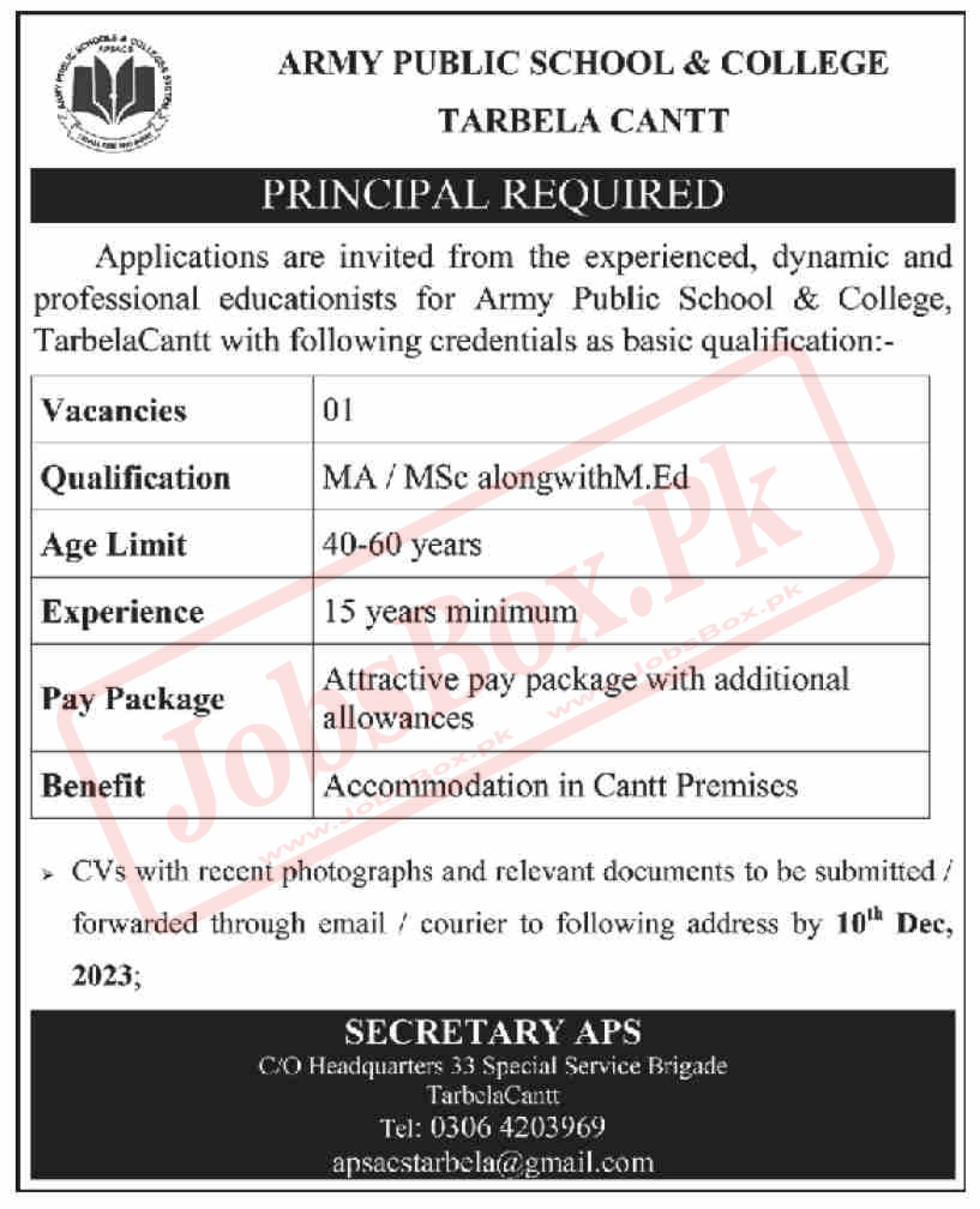 Army Public School and College Jobs