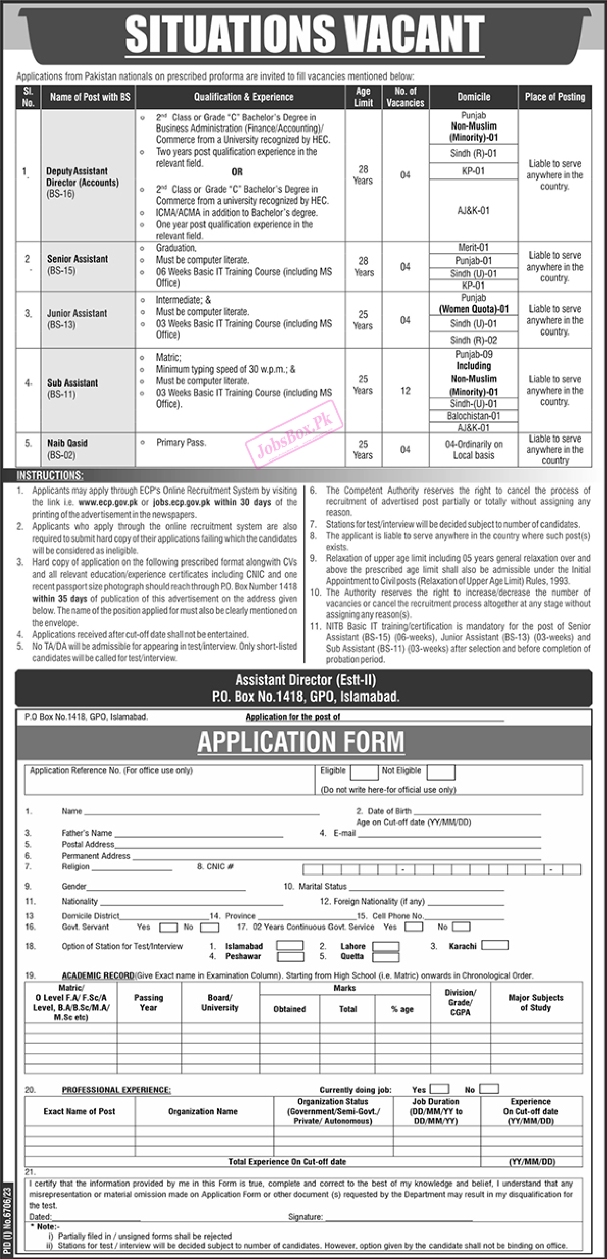 PO Box No 1418 GPO Islamabad Jobs 2024