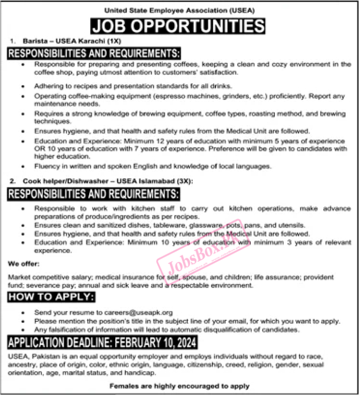 United State Employee Association USEA Jobs 2024