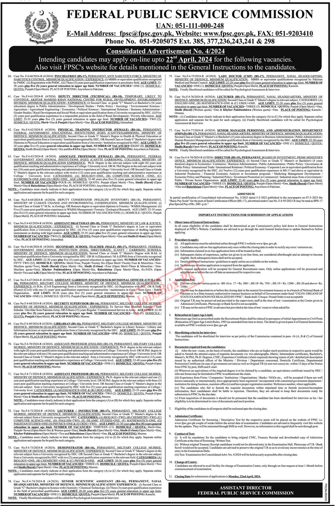 FPSC Jobs