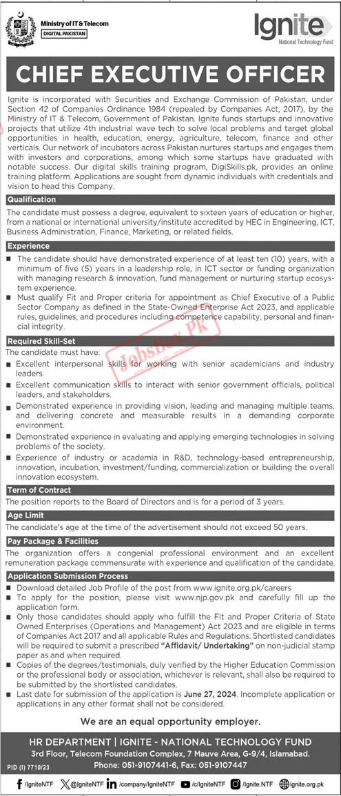 Ministry of IT & Telecom Jobs 2024