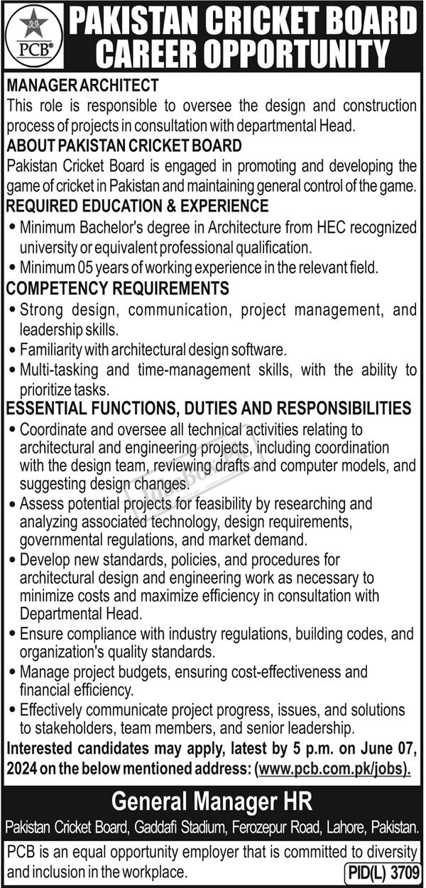 Pakistan Cricket Board PCB Jobs 2024