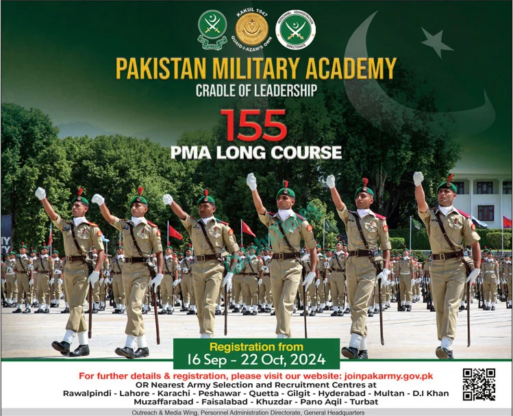 Pakistan Military Academy PMA 155 Long Course Jobs 2024