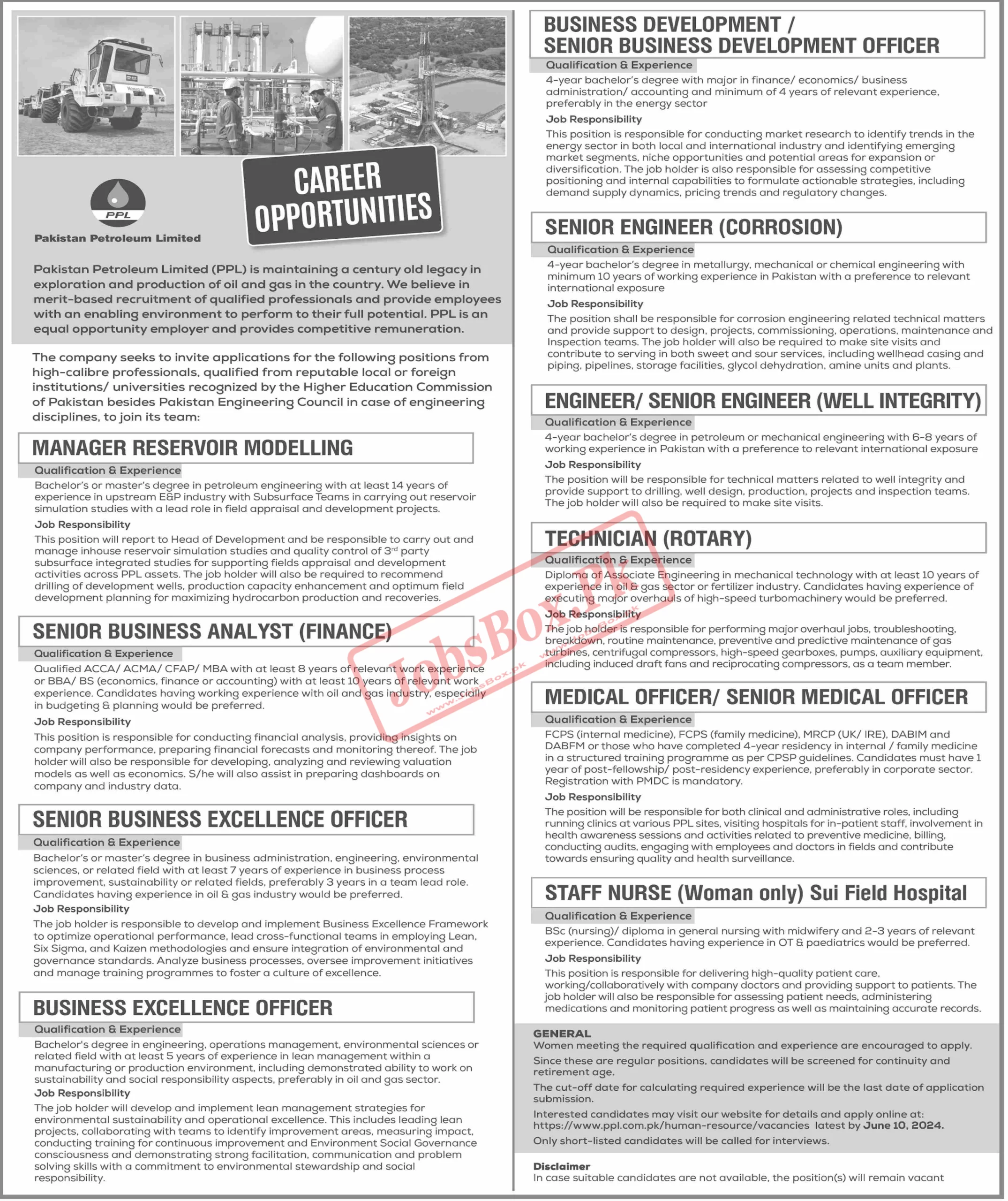 Pakistan Petroleum Limited PPL Jobs 2024