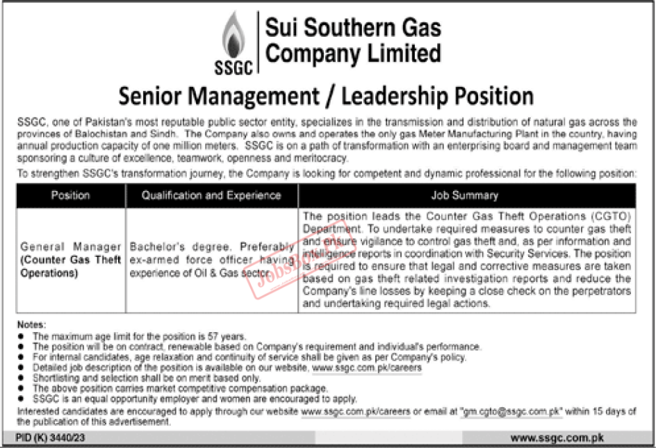 SSGC Jobs 2024