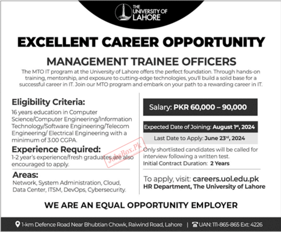 University of Lahore UOL Jobs 2024