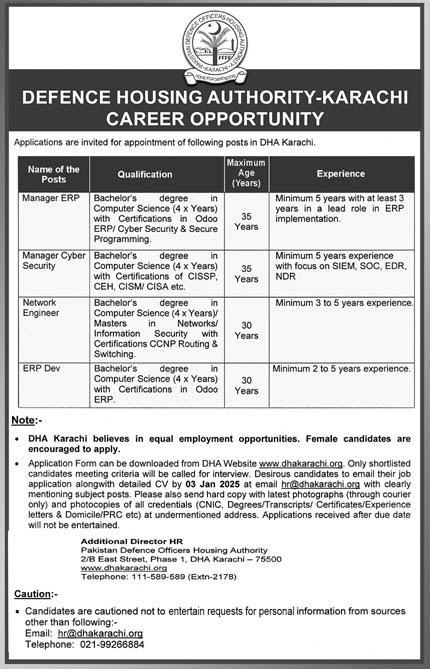 DHA Karachi Jobs 2025