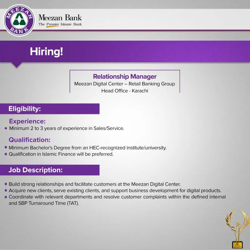 Relationship Manager Job Opportunity at Meezan Bank