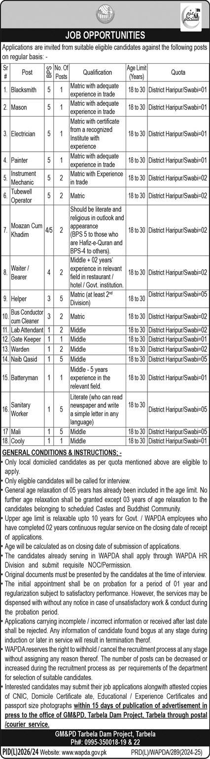 WAPDA Jobs Advertisement